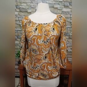 MICHAEL‎ Michael Kors Paisley Blouse in Gold and Black Whimsigoth